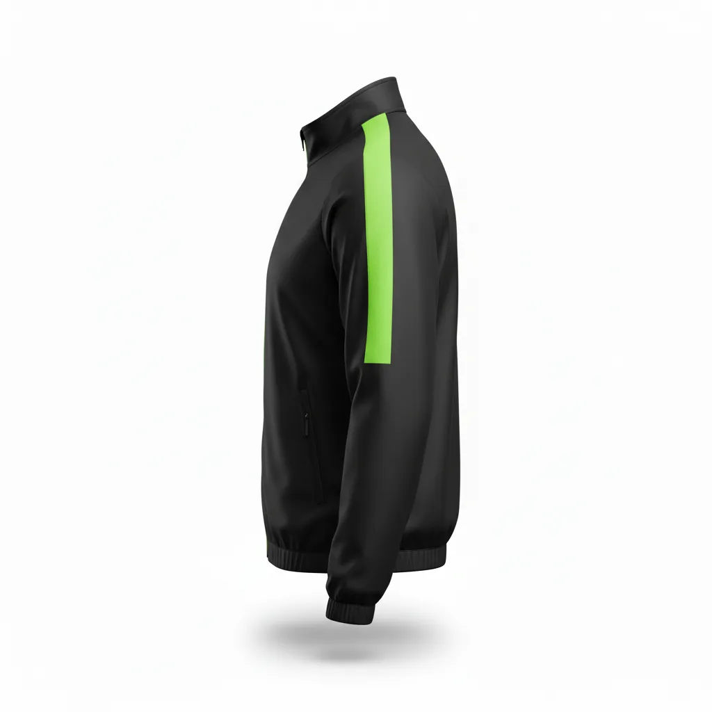 Custom Soccer Lightweight Rain Jacket - Black, Green - Windbreaker Neon - Side View - Kinexa Sportswear