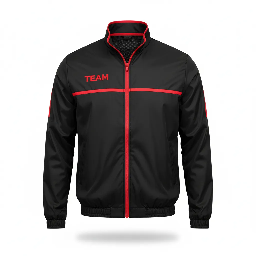 Custom Soccer Lightweight Rain Jacket - Black, Red - Windbreaker - Front View - Kinexa Sportswear