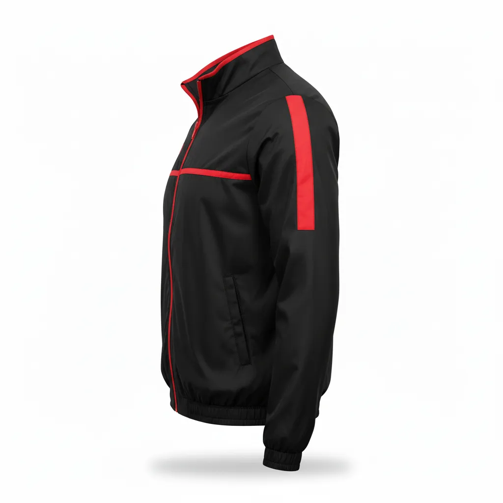 Custom Soccer Lightweight Rain Jacket - Black, Red - Windbreaker - Side View - Kinexa Sportswear