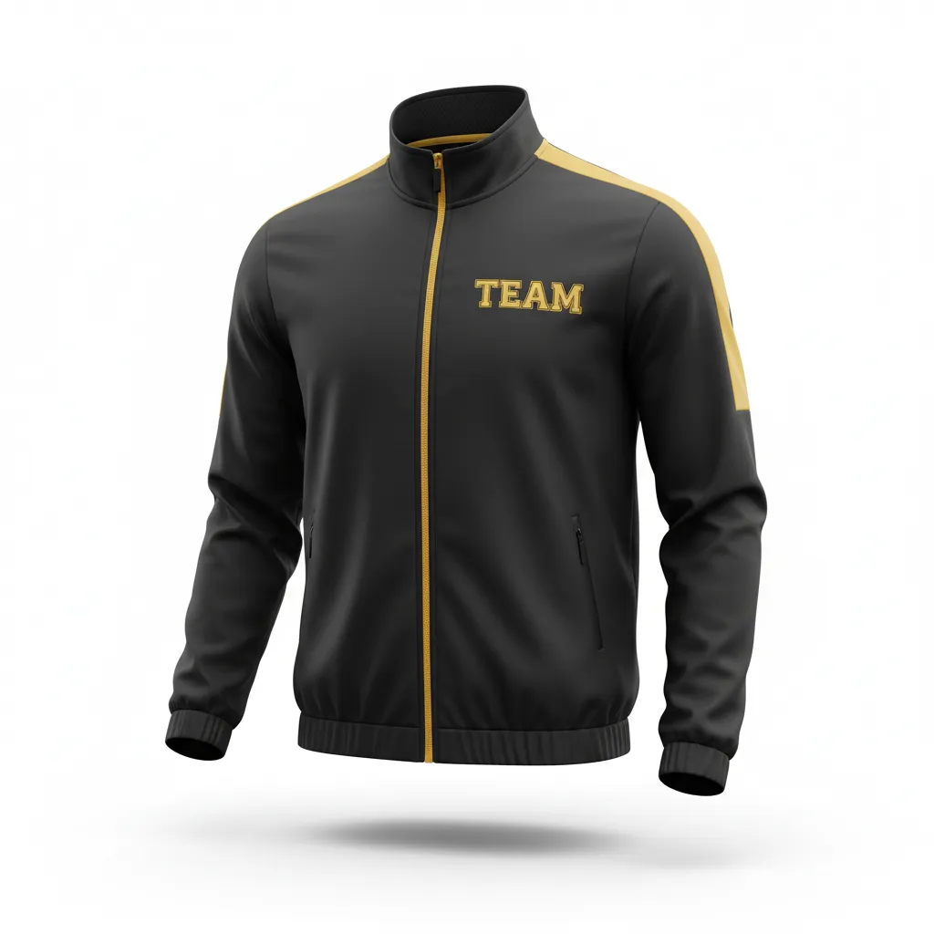 Custom Soccer Lightweight Rain Jacket - Black, Gold - Windbreaker Vegas - Front View - Kinexa Sportswear