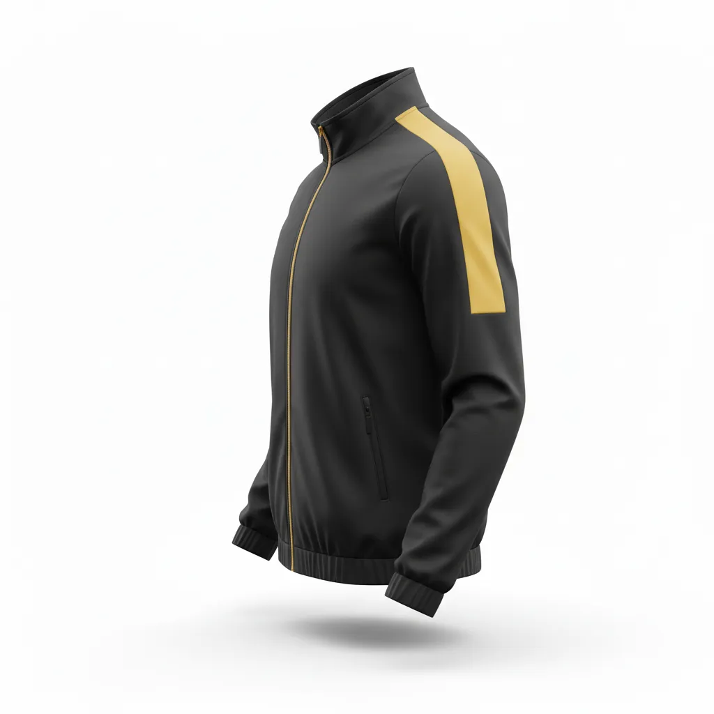Custom Soccer Lightweight Rain Jacket - Black, Gold - Windbreaker Vegas - Side View - Kinexa Sportswear