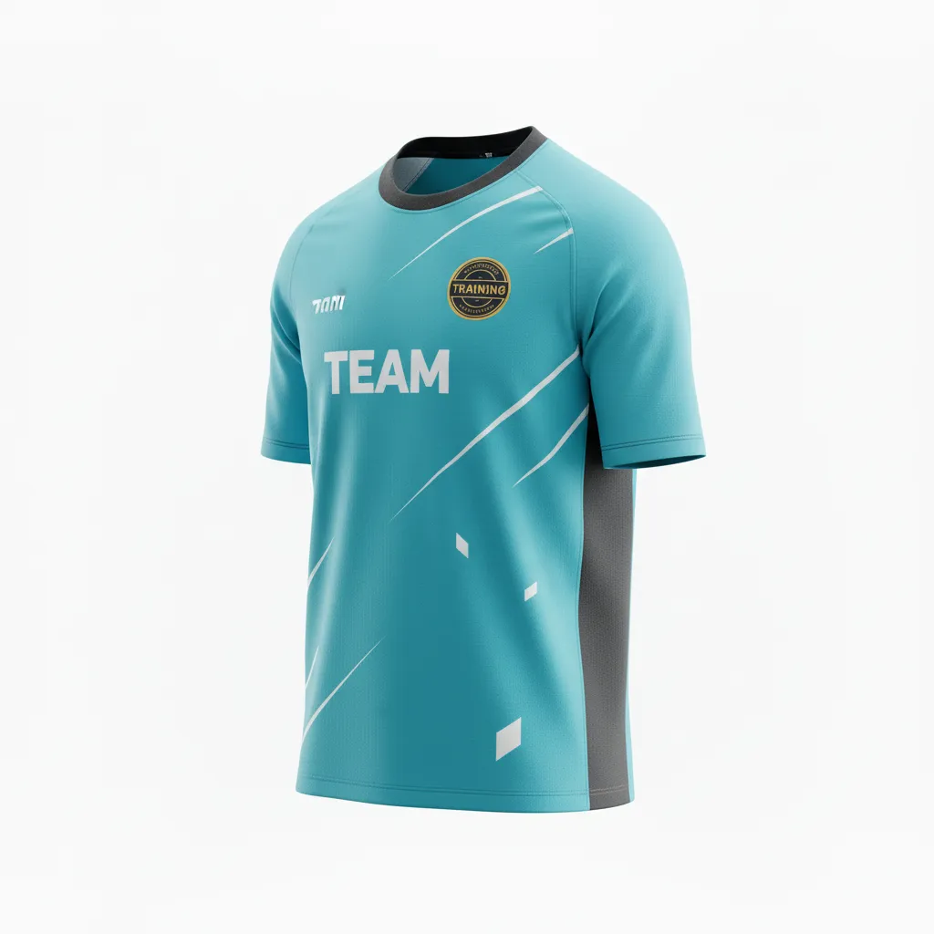 Custom Soccer Long Sleeve Training Jersey - White - Aqua Minimalist - Front View - Kinexa Sportswear