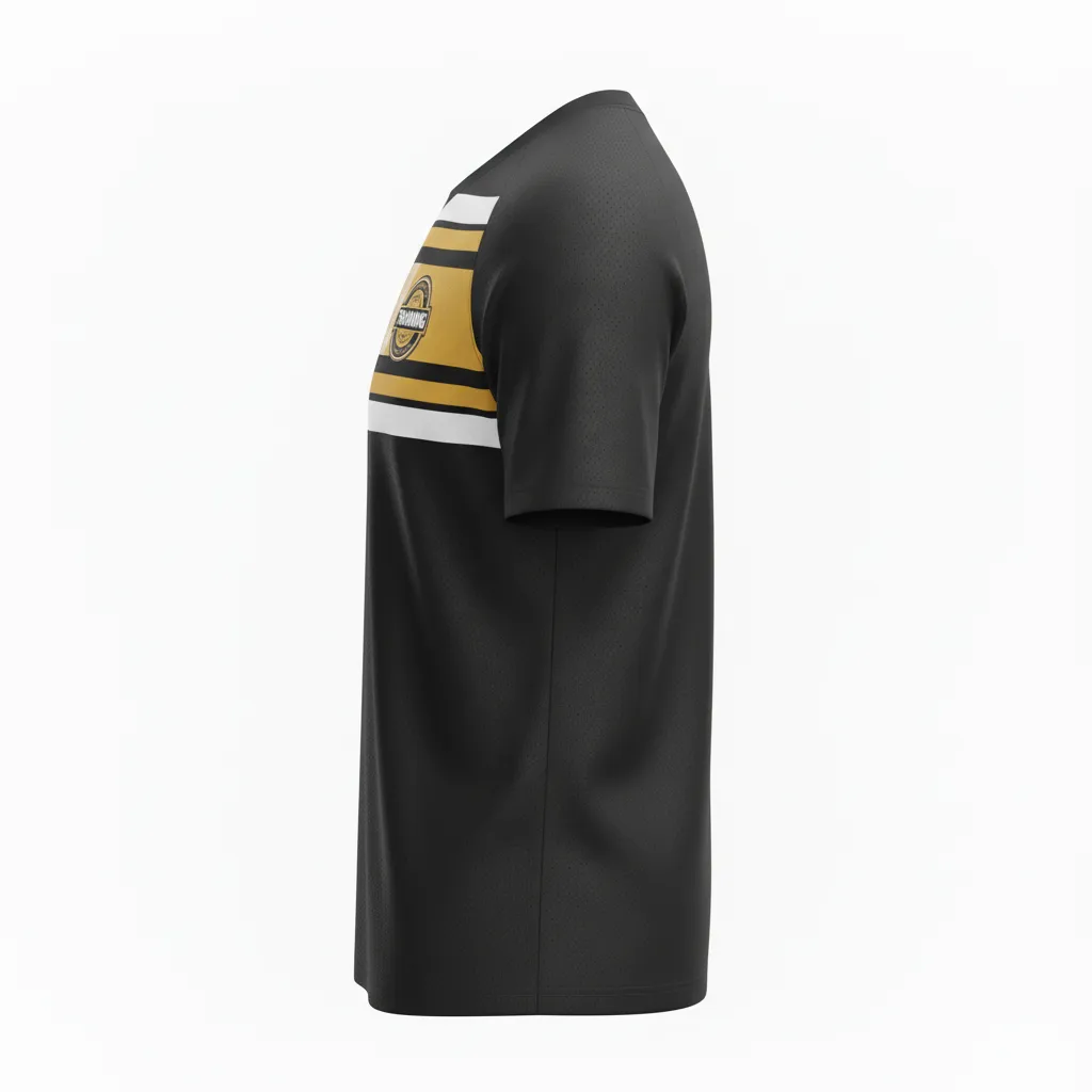 Custom Soccer Long Sleeve Training Jersey - Black, Gold, White - Tricolor - Side View - Kinexa Sportswear