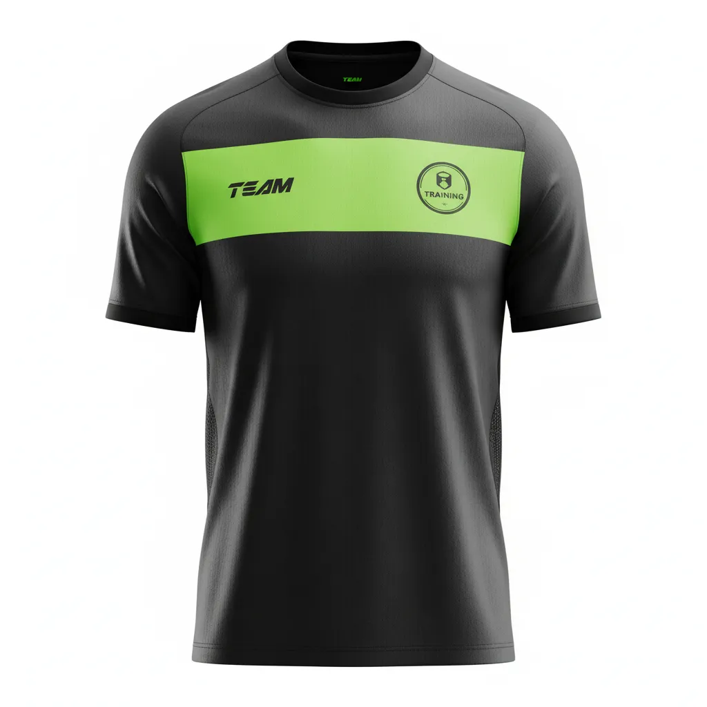 Custom Soccer Long Sleeve Training Jersey - Black, Green - Neon Color Block - Front View - Kinexa Sportswear
