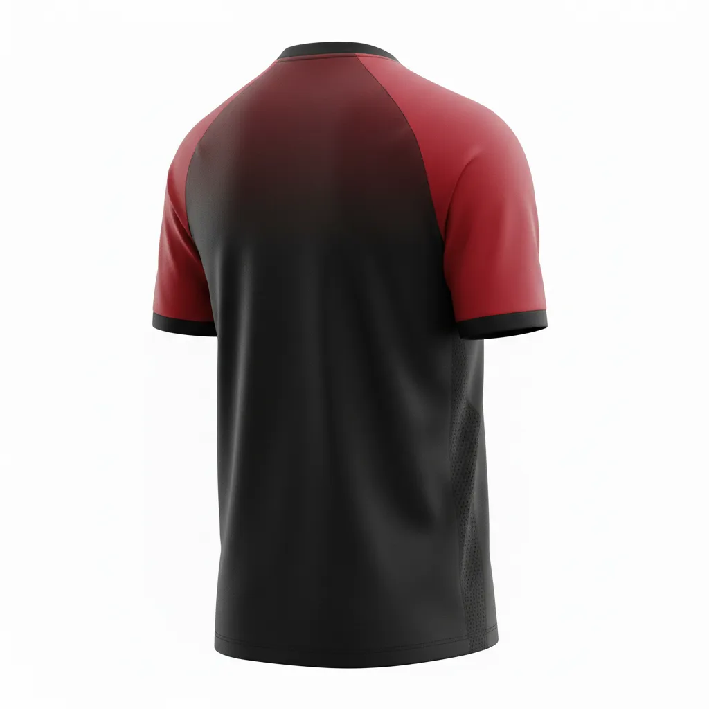 Custom Soccer Long Sleeve Training Jersey - Black, Red - Shoulder Panels - Back View - Kinexa Sportswear