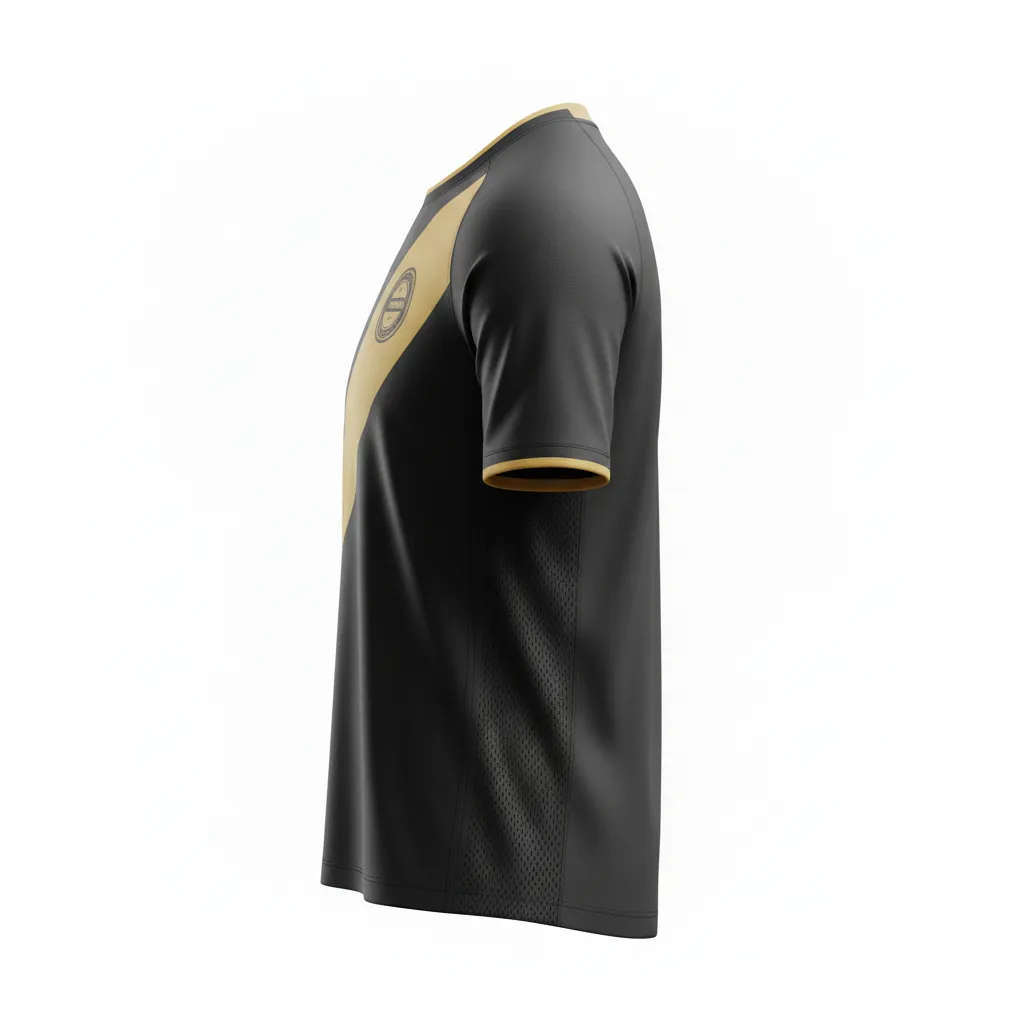 Custom Soccer Long Sleeve Training Jersey - Black, Gold - Vegas Diagonal Sash - Side View - Kinexa Sportswear