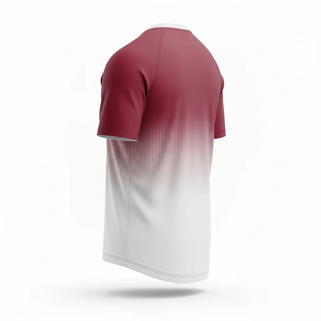 Custom Soccer Long Sleeve Training Jersey - Burgundy, White - Gradient - Back View - Kinexa Sportswear
