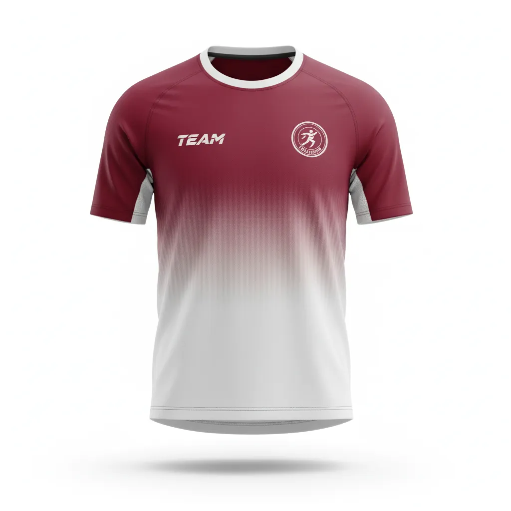 Custom Soccer Long Sleeve Training Jersey - Burgundy, White - Gradient - Front View - Kinexa Sportswear