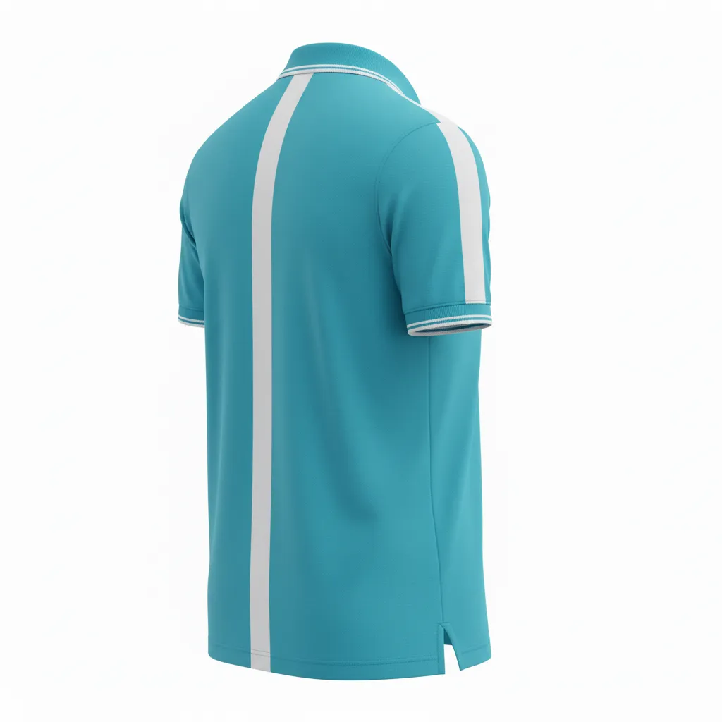 Custom Soccer Polo Style Soccer Jersey - White - Travel Aqua - Back View - Kinexa Sportswear