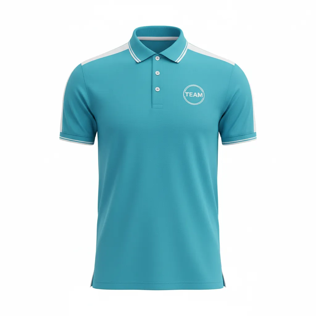 Custom Soccer Polo Style Soccer Jersey - White - Travel Aqua - Front View - Kinexa Sportswear