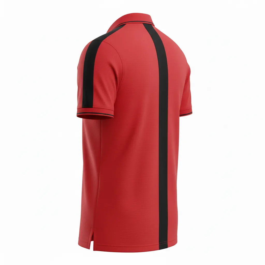 Custom Soccer Polo Style Soccer Jersey - Red, Black - Travel Athletic - Back View - Kinexa Sportswear