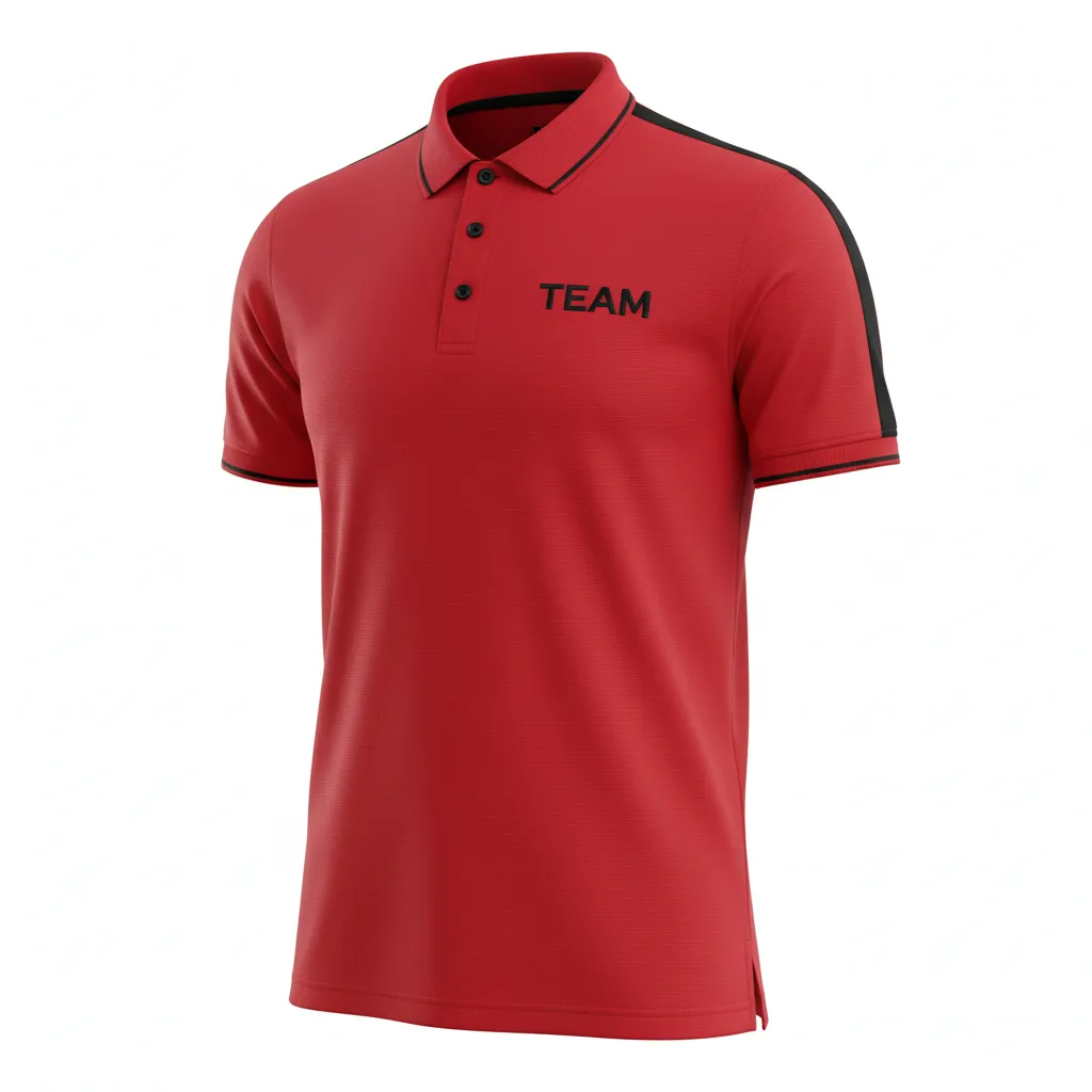 Custom Soccer Polo Style Soccer Jersey - Red, Black - Travel Athletic - Front View - Kinexa Sportswear
