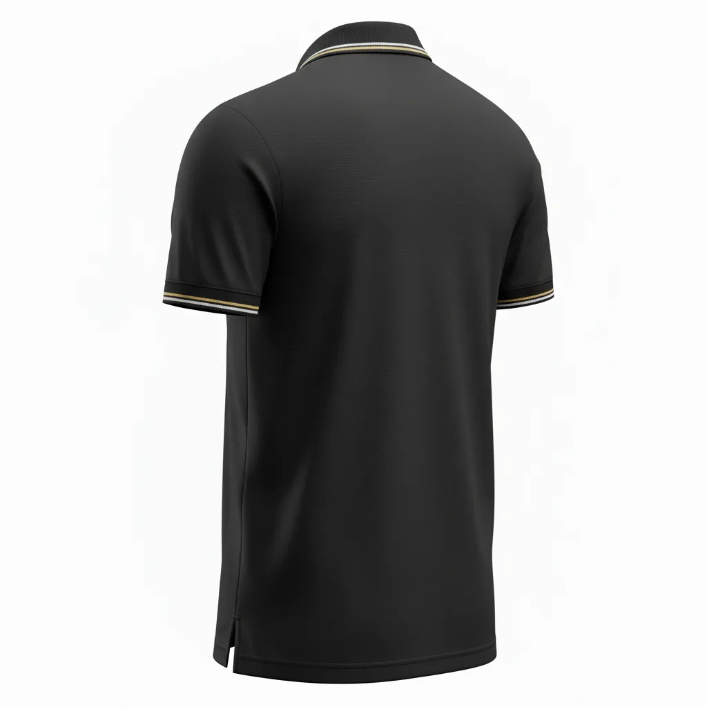 Custom Soccer Polo Style Soccer Jersey - Black, Gold, White - Travel - Back View - Kinexa Sportswear