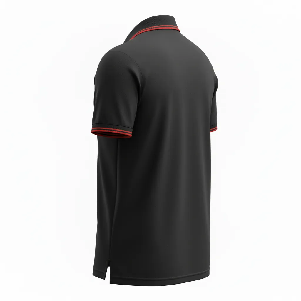 Custom Soccer Polo Style Soccer Jersey - Black, Red - Travel - Back View - Kinexa Sportswear
