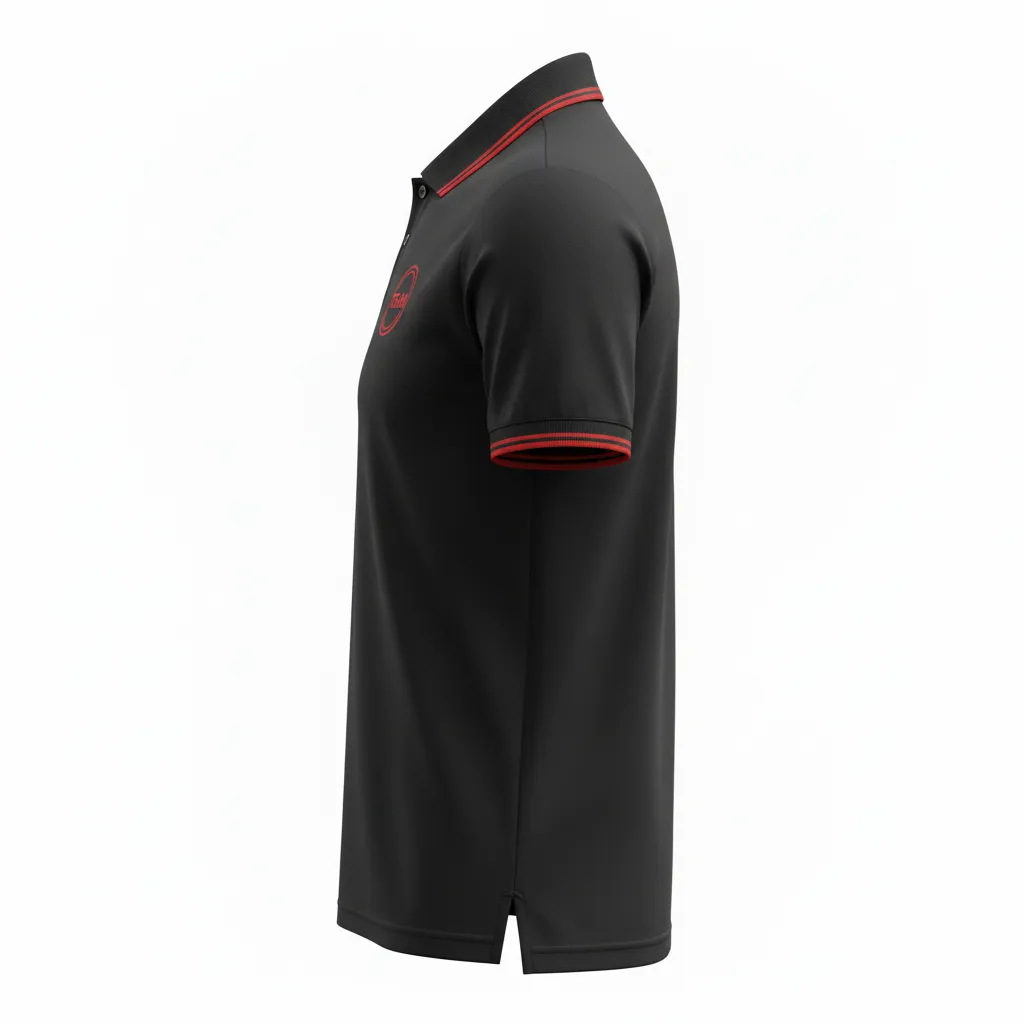Custom Soccer Polo Style Soccer Jersey - Black, Red - Travel - Side View - Kinexa Sportswear