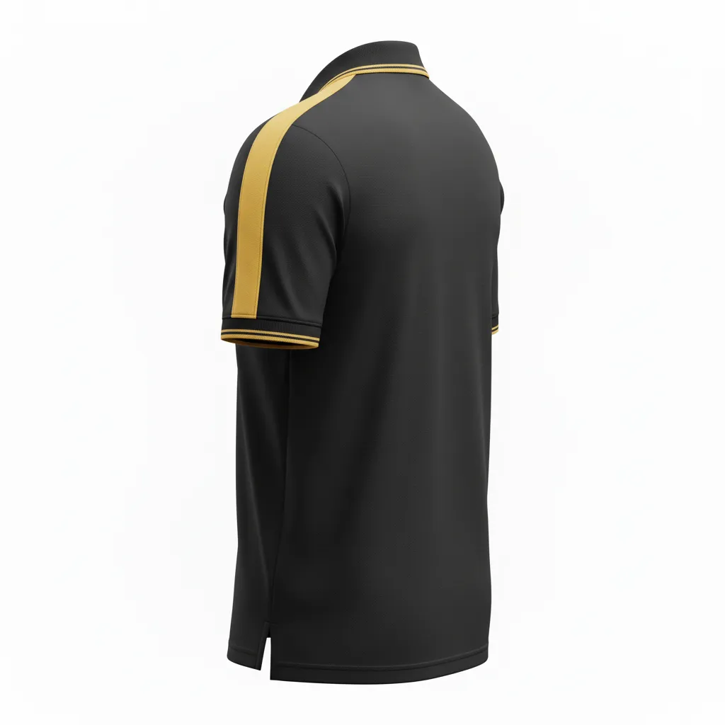 Custom Soccer Polo Style Soccer Jersey - Black, Gold - Travel Vegas - Back View - Kinexa Sportswear