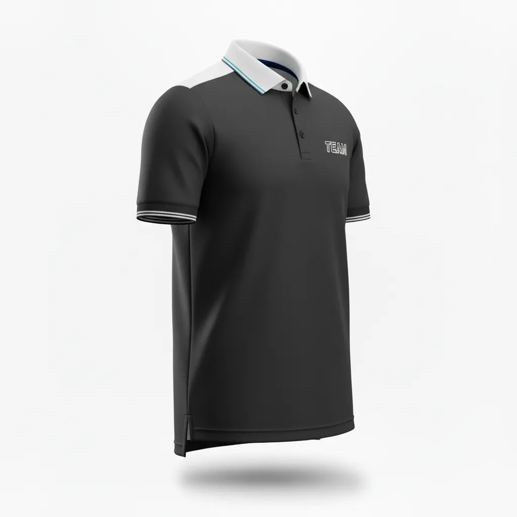 Custom Soccer Polo Style Soccer Jersey - Black, White - Travel - Front View - Kinexa Sportswear