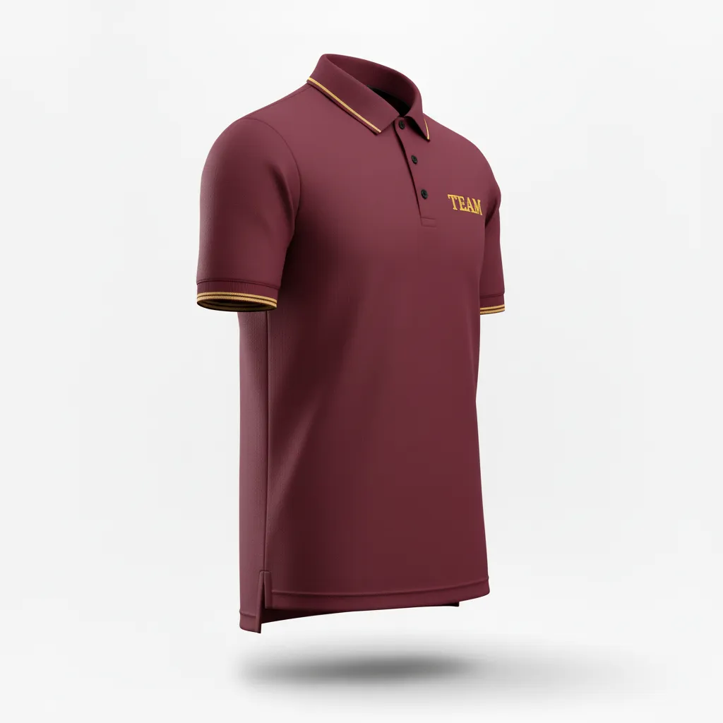 Custom Soccer Polo Style Soccer Jersey - Burgundy, Gold - Travel - Front View - Kinexa Sportswear