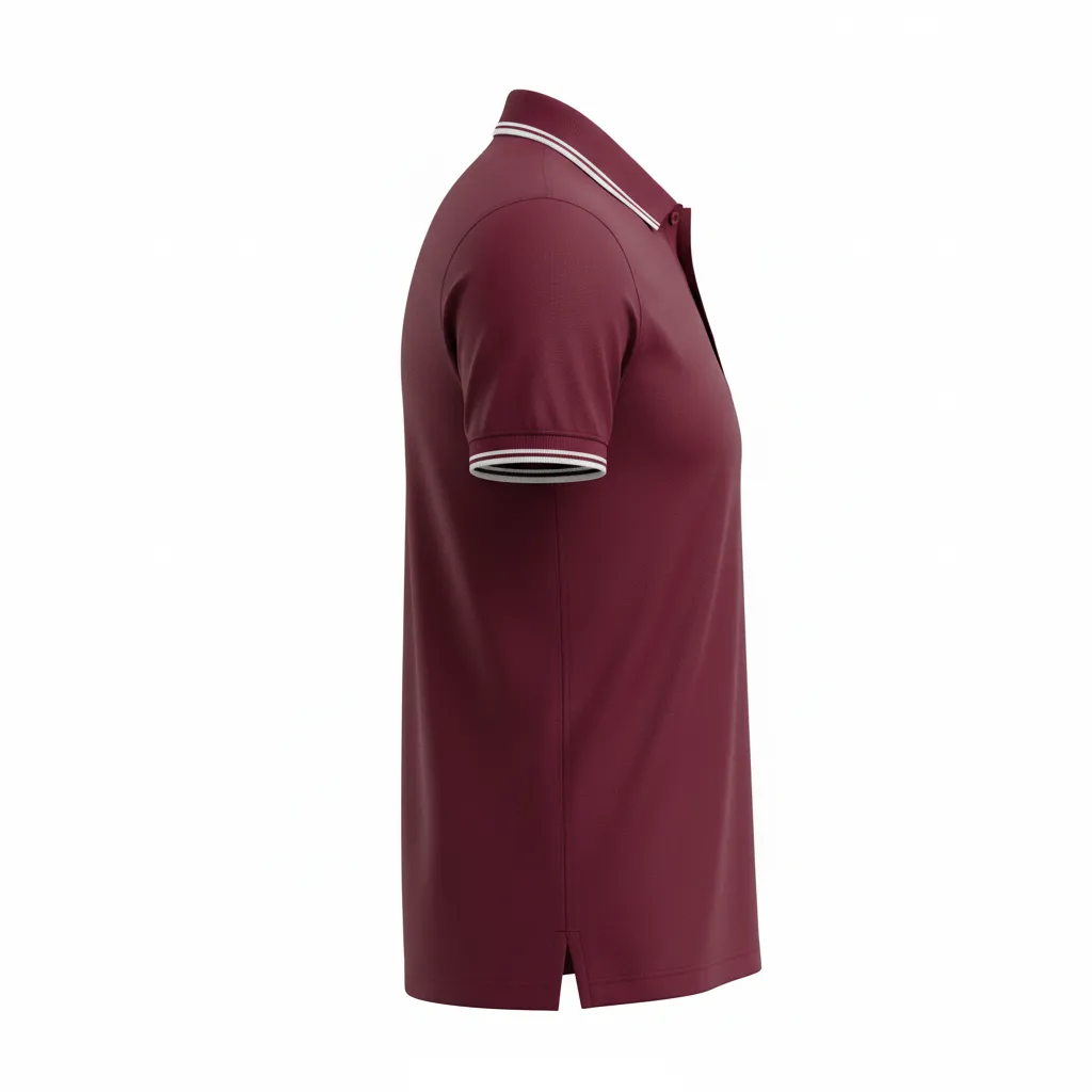 Custom Soccer Polo Style Soccer Jersey - Burgundy, White - Travel - Side View - Kinexa Sportswear