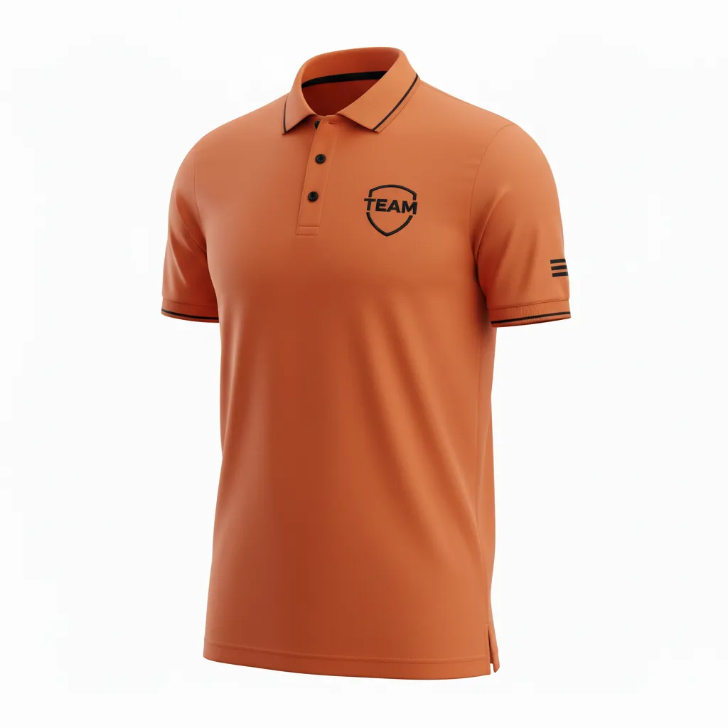 Custom Soccer Polo Style Soccer Jersey - Burnt, Orange, Black - Travel - Front View - Kinexa Sportswear