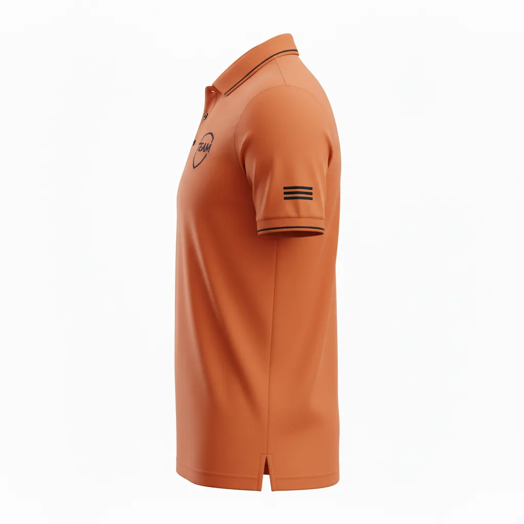 Custom Soccer Polo Style Soccer Jersey - Burnt, Orange, Black - Travel - Side View - Kinexa Sportswear