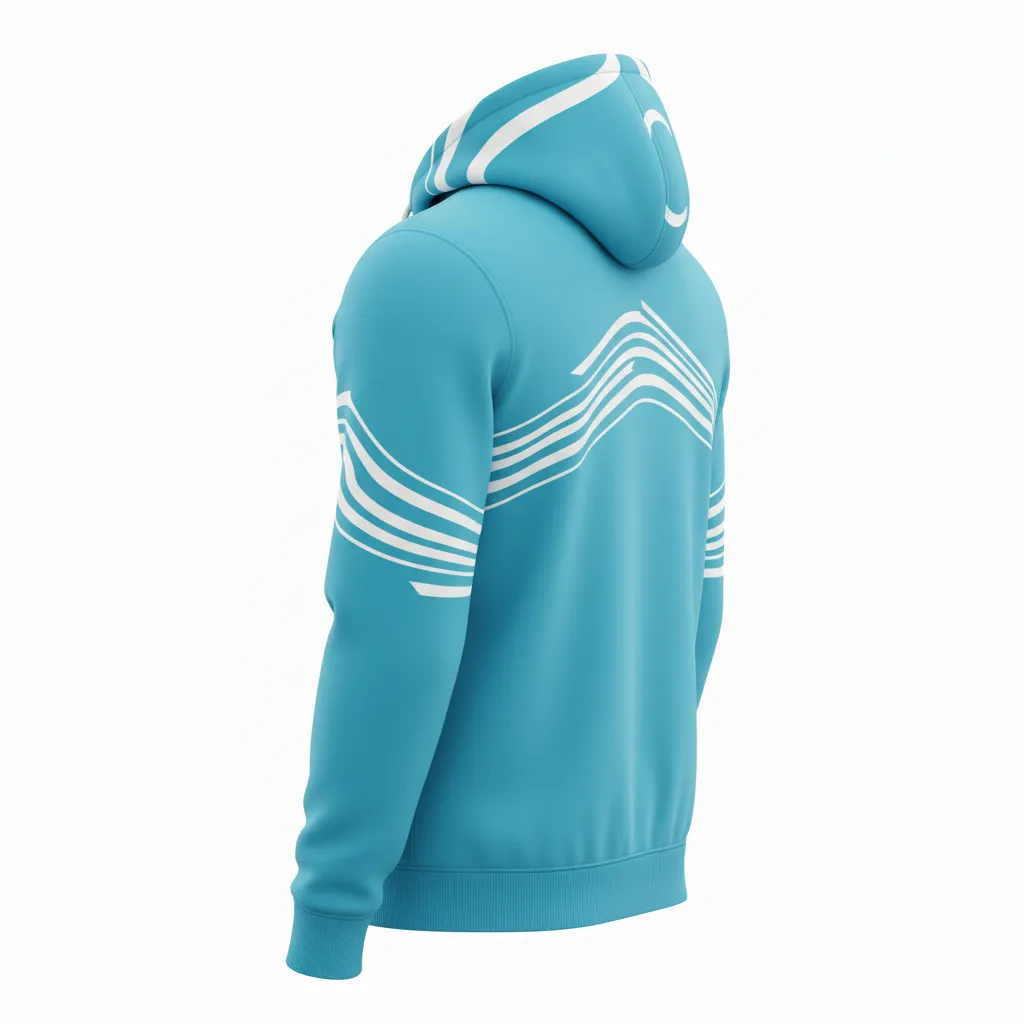 Custom Soccer Pullover Hoodie - White - Aqua Wave - Back View - Kinexa Sportswear