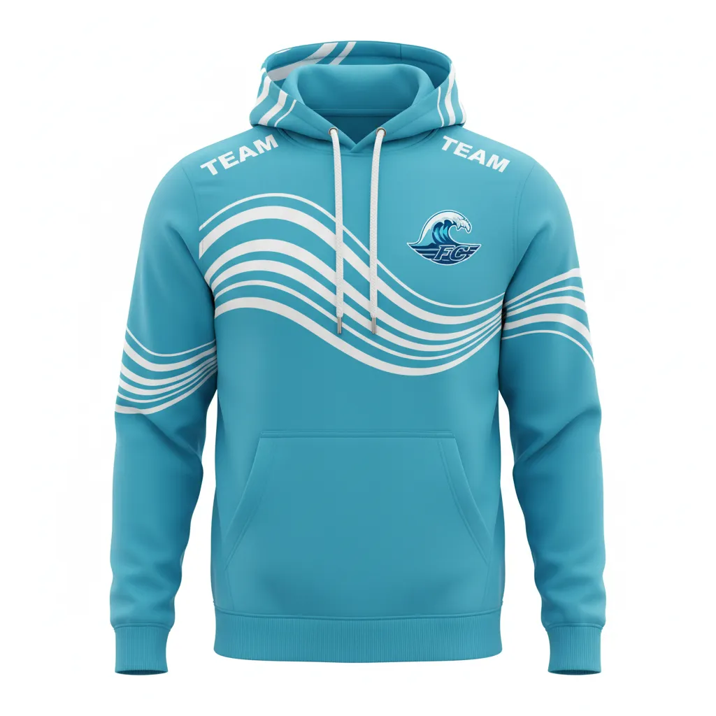Custom Soccer Pullover Hoodie - White - Aqua Wave - Front View - Kinexa Sportswear
