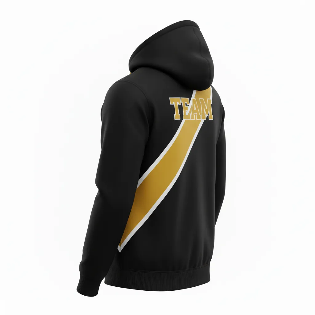 Custom Soccer Pullover Hoodie - Black, Gold, White - Vegas - Back View - Kinexa Sportswear