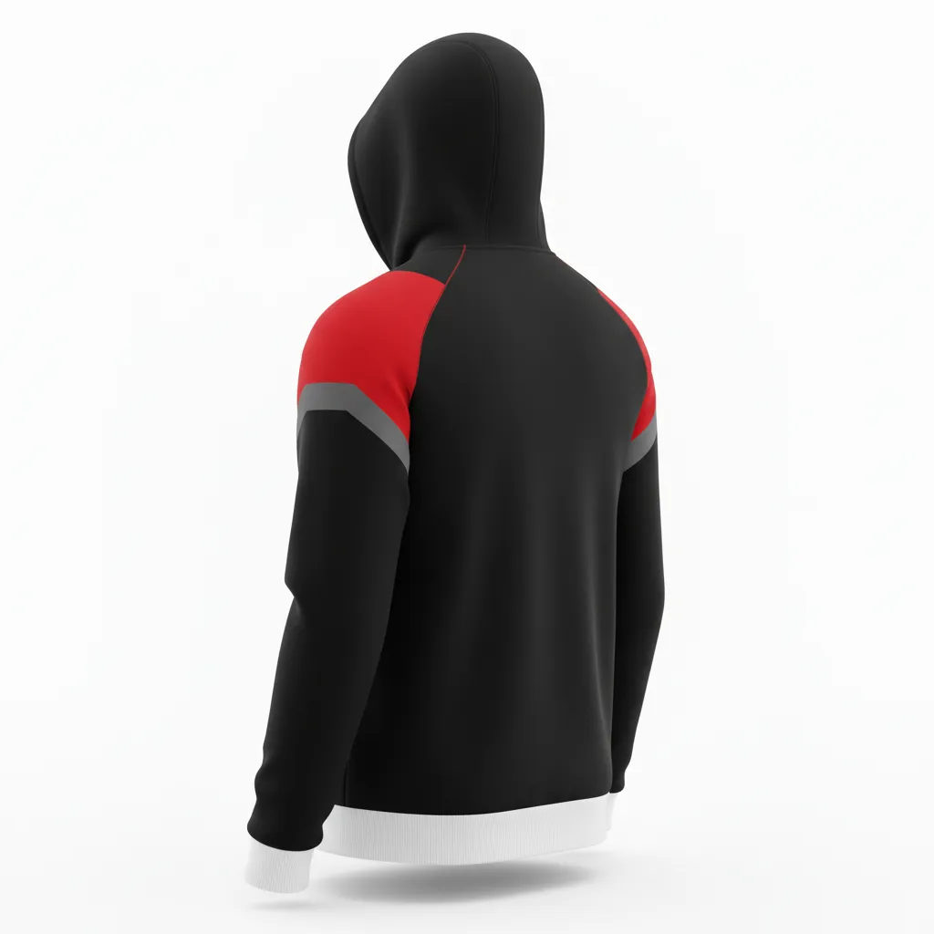 Custom Soccer Pullover Hoodie - Black, Red, Grey - Modern - Back View - Kinexa Sportswear