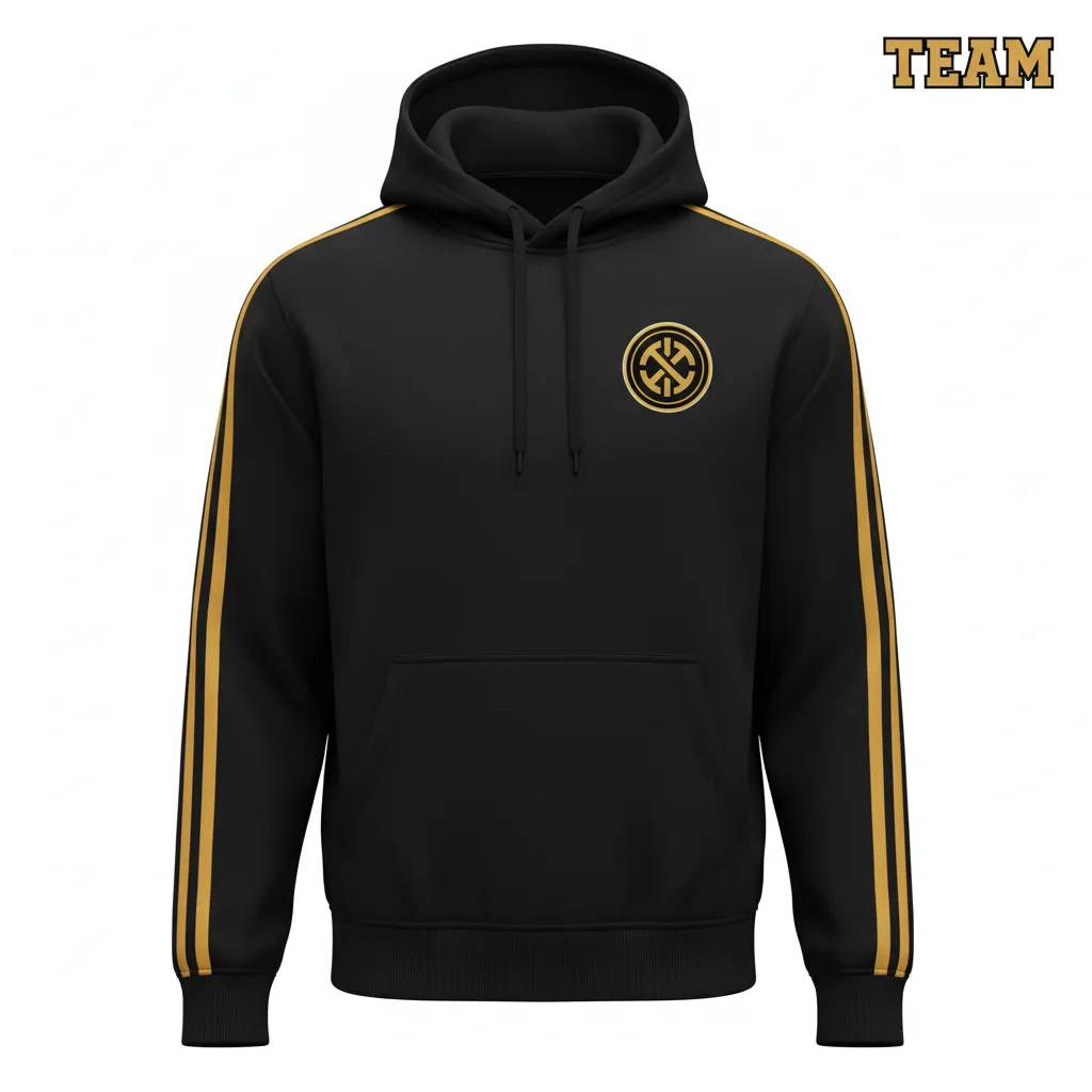 Custom Soccer Pullover Hoodie - Black, Gold - Vegas Racing - Front View - Kinexa Sportswear