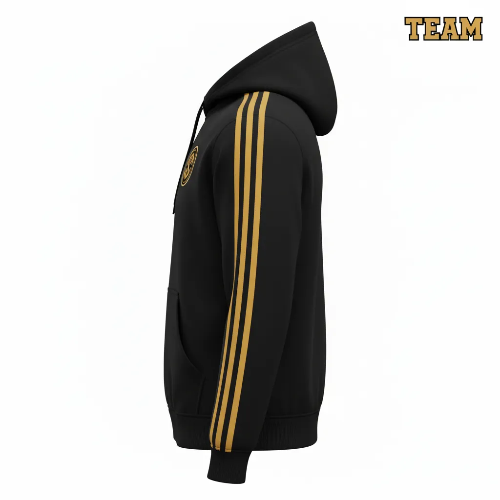 Custom Soccer Pullover Hoodie - Black, Gold - Vegas Racing - Side View - Kinexa Sportswear