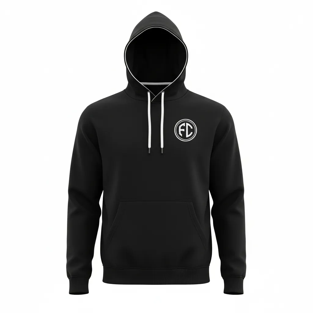 Custom Soccer Pullover Hoodie - Black, White - Minimalist - Front View - Kinexa Sportswear