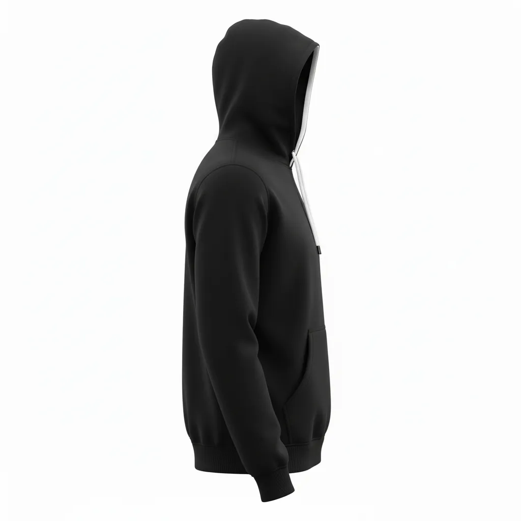 Custom Soccer Pullover Hoodie - Black, White - Minimalist - Side View - Kinexa Sportswear