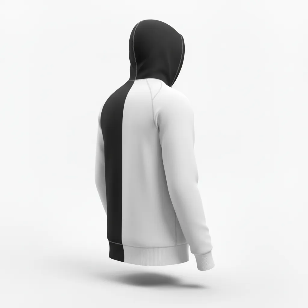 Custom Soccer Pullover Hoodie - Black, White - Split - Back View - Kinexa Sportswear