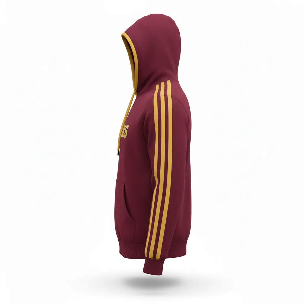 Custom Soccer Pullover Hoodie - Burgundy, Gold - Classic - Side View - Kinexa Sportswear