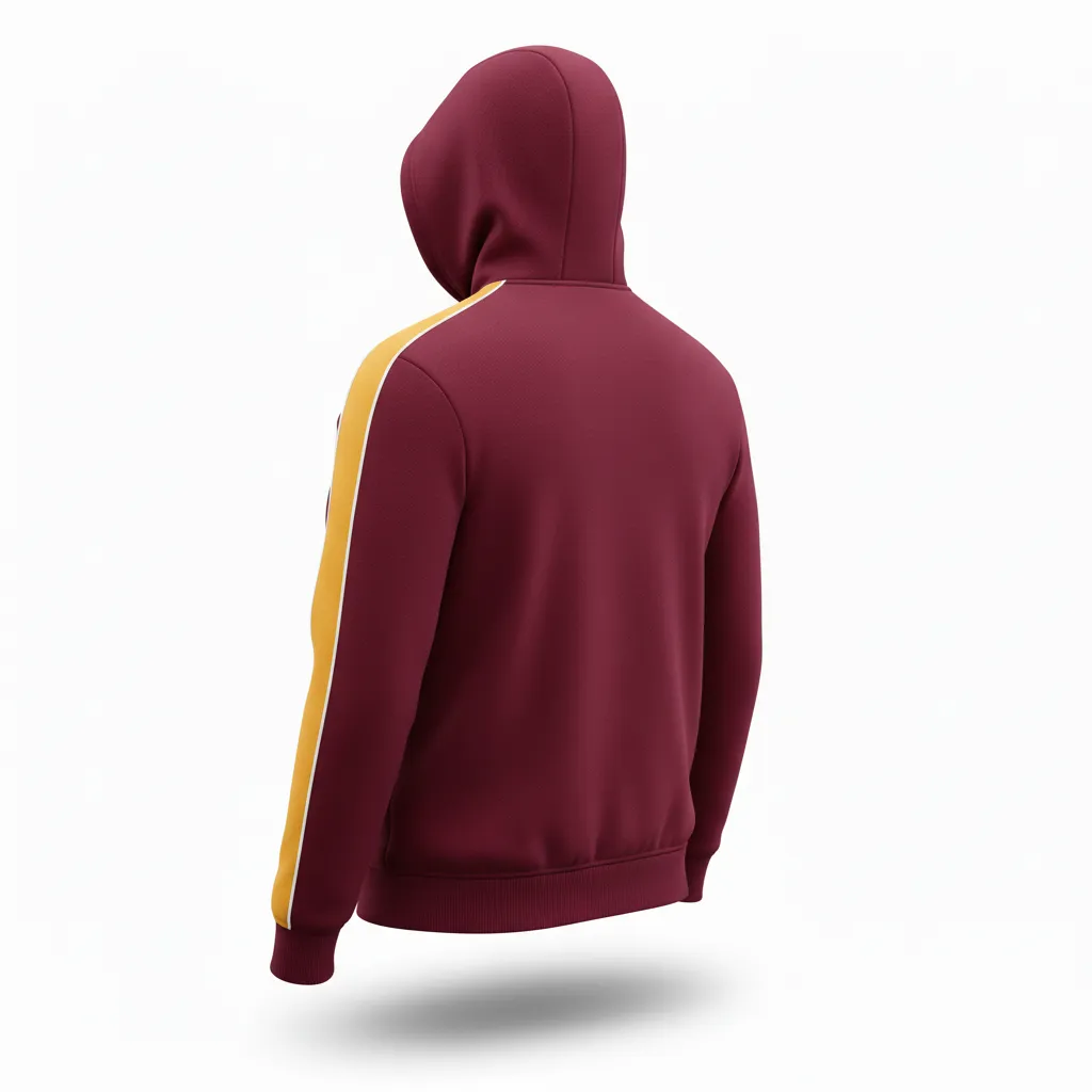 Custom Soccer Pullover Hoodie - Burgundy, Gold, White - Classic - Back View - Kinexa Sportswear