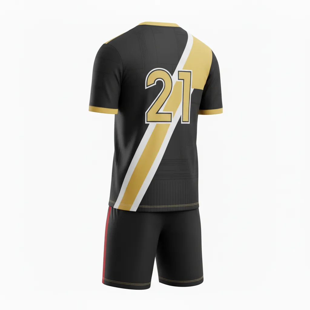 Custom Soccer Reversible Soccer Uniform - Black, Gold, White - Vegas - Back View - Kinexa Sportswear
