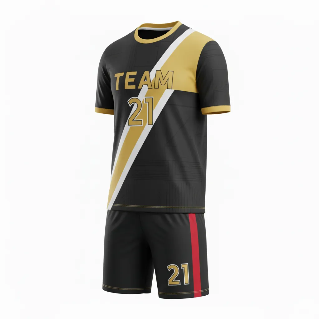 Custom Soccer Reversible Soccer Uniform - Black, Gold, White - Vegas - Front View - Kinexa Sportswear