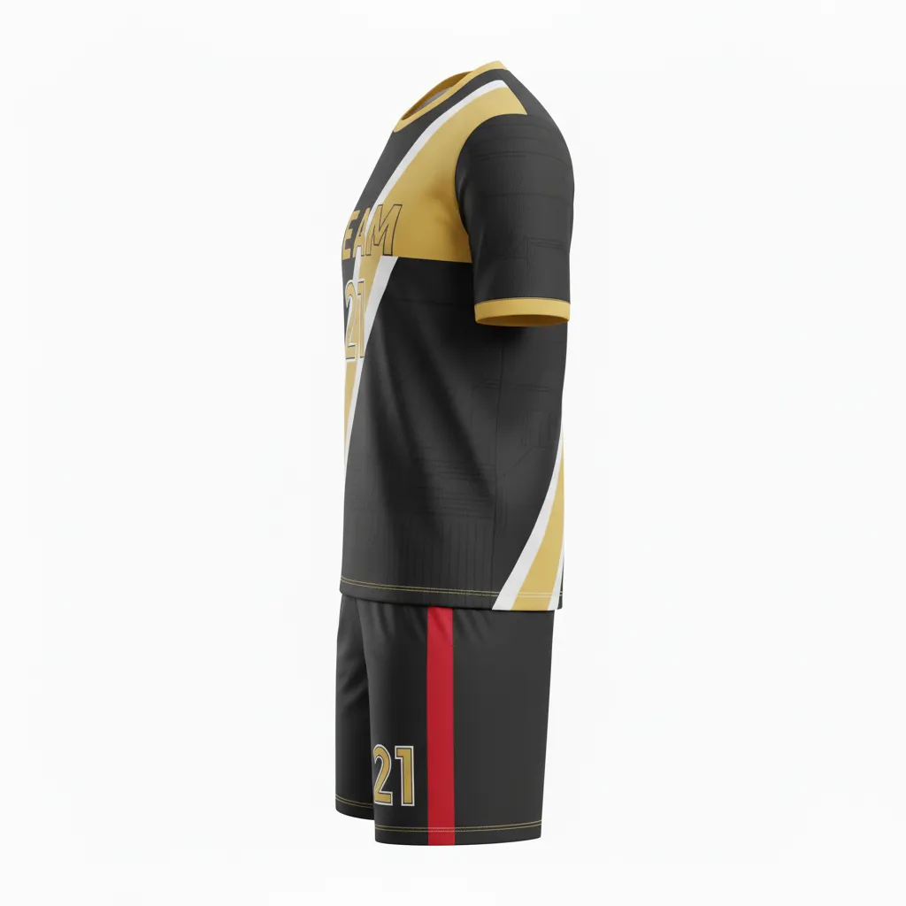 Custom Soccer Reversible Soccer Uniform - Black, Gold, White - Vegas - Side View - Kinexa Sportswear