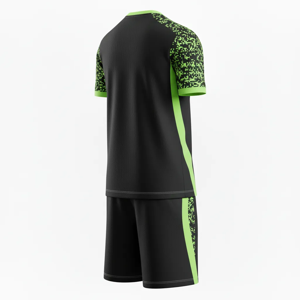 Custom Soccer Reversible Soccer Uniform - Black, Green - Neon Digital - Back View - Kinexa Sportswear