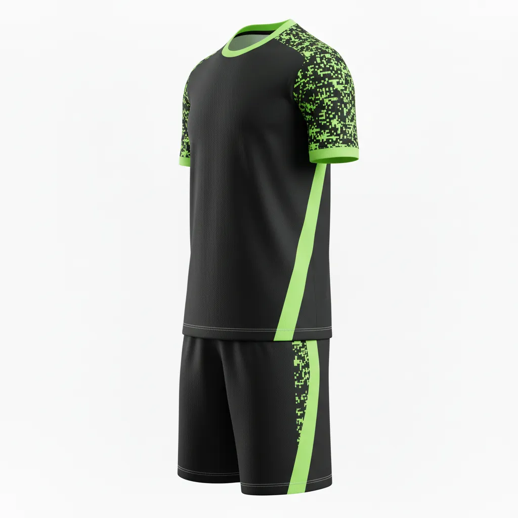Custom Soccer Reversible Soccer Uniform - Black, Green - Neon Digital - Side View - Kinexa Sportswear
