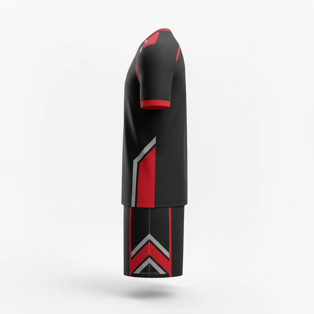 Custom Soccer Reversible Soccer Uniform - Black, Red, Grey - Modern - Side View - Kinexa Sportswear