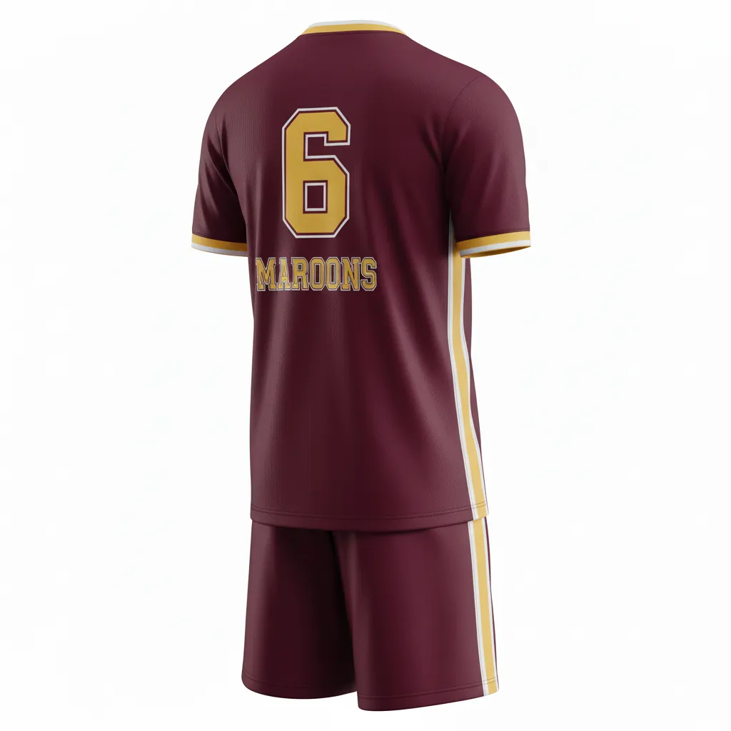 Custom Soccer Reversible Soccer Uniform - Burgundy, Gold, White - Classic - Back View - Kinexa Sportswear