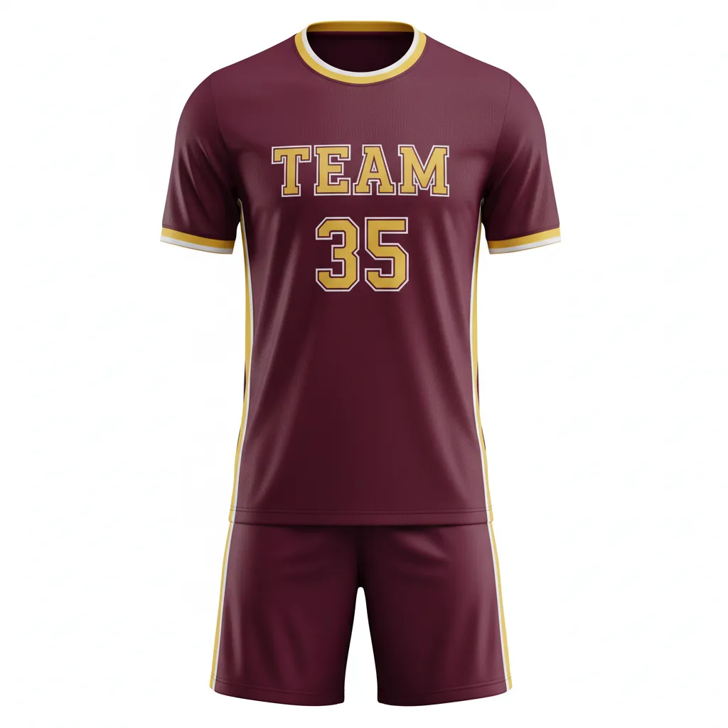 Custom Soccer Reversible Soccer Uniform - Burgundy, Gold, White - Classic - Front View - Kinexa Sportswear
