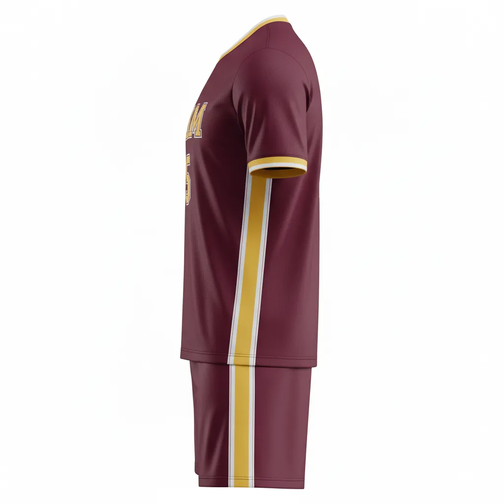 Custom Soccer Reversible Soccer Uniform - Burgundy, Gold, White - Classic - Side View - Kinexa Sportswear