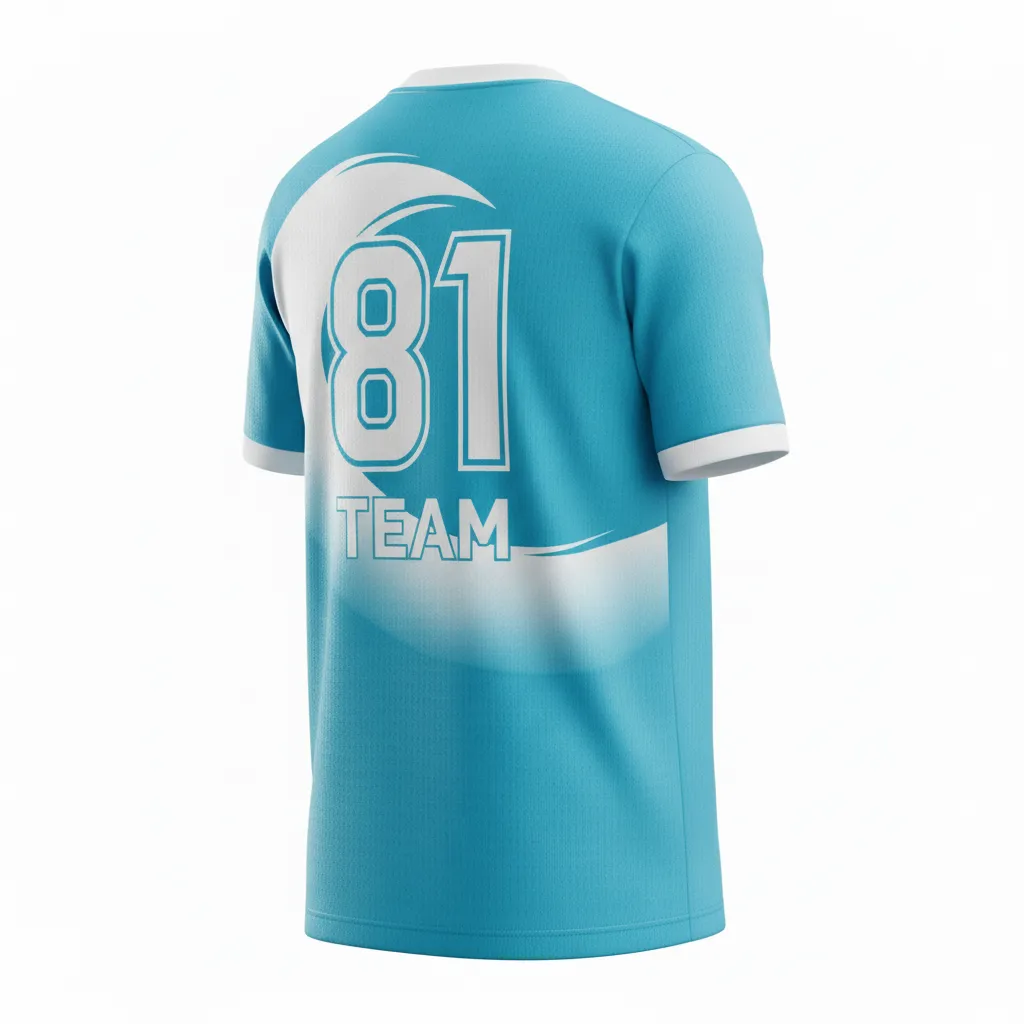 Custom Soccer Round Neck Soccer Jersey - White - Aqua Wave - Back View - Kinexa Sportswear