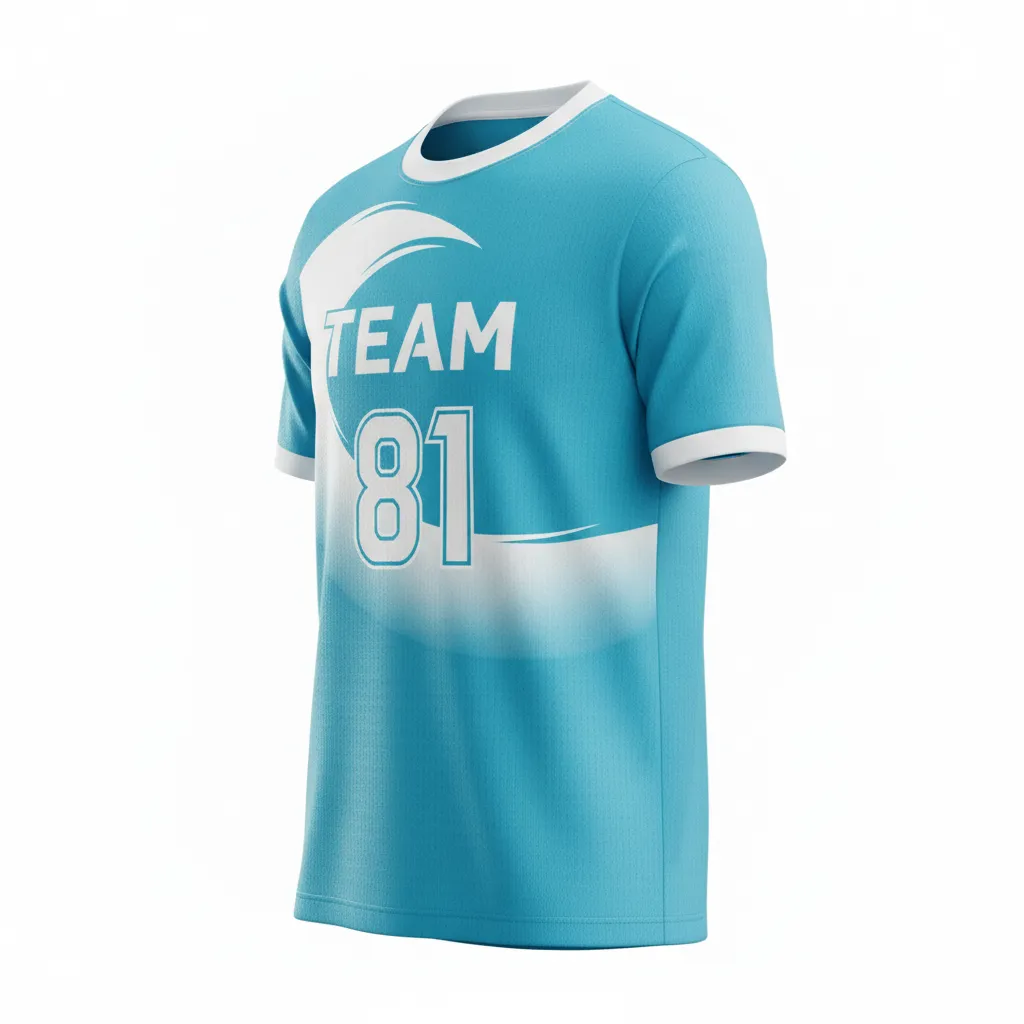 Custom Soccer Round Neck Soccer Jersey - White - Aqua Wave - Side View - Kinexa Sportswear