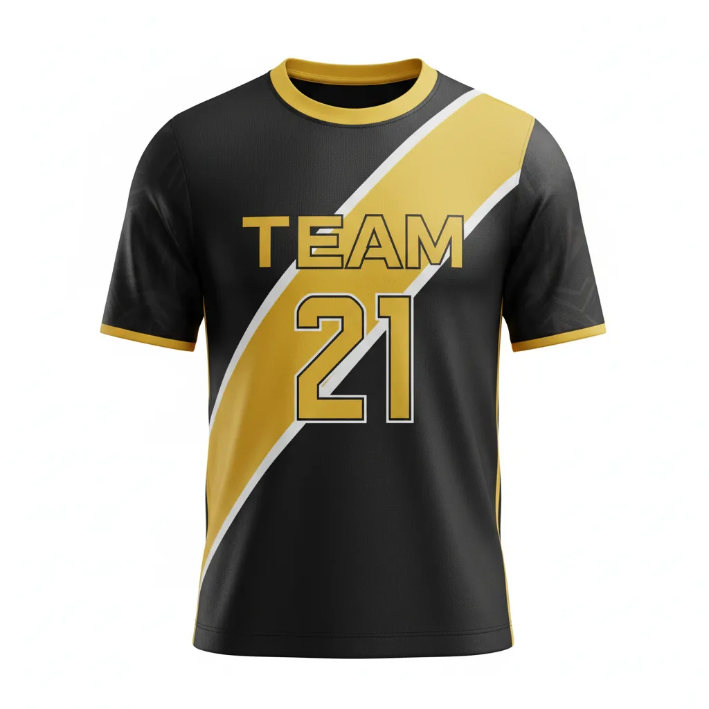 Custom Soccer Round Neck Soccer Jersey - Black, Gold, White - Vegas - Front View - Kinexa Sportswear