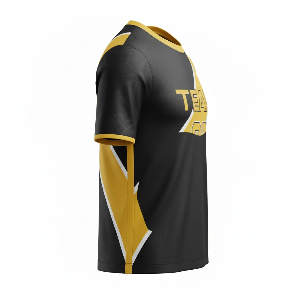 Custom Soccer Round Neck Soccer Jersey - Black, Gold, White - Vegas - Side View - Kinexa Sportswear