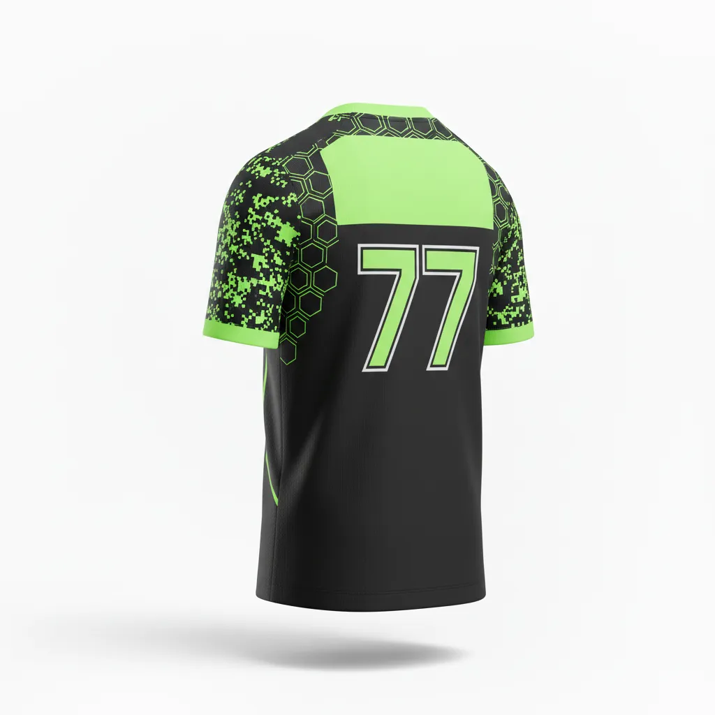 Custom Soccer Round Neck Soccer Jersey - Black, Green - Neon Digital - Back View - Kinexa Sportswear